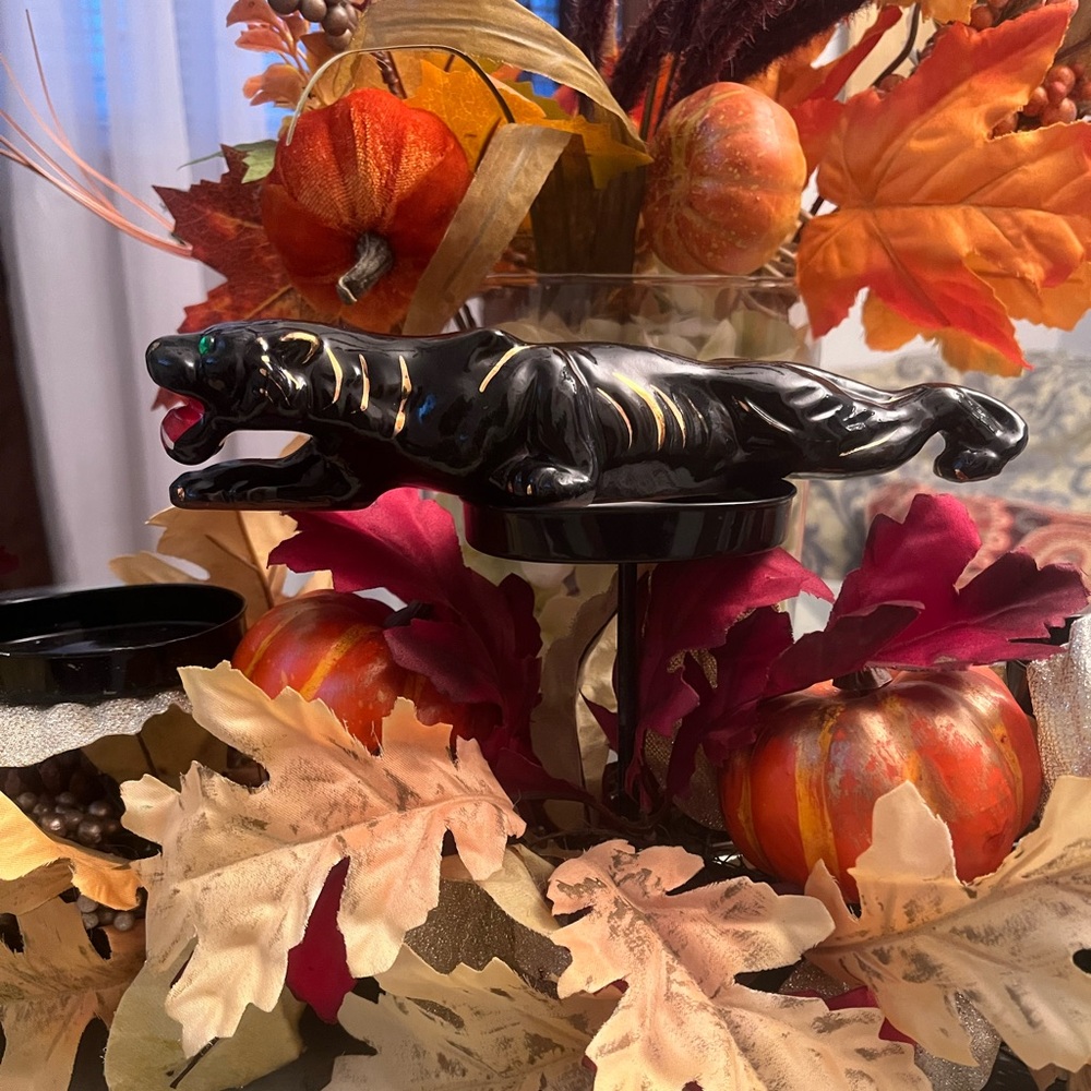 Vintage Black Panther Cat Figurine MCM Mid Century Modern MCM 60s 50s Halloween